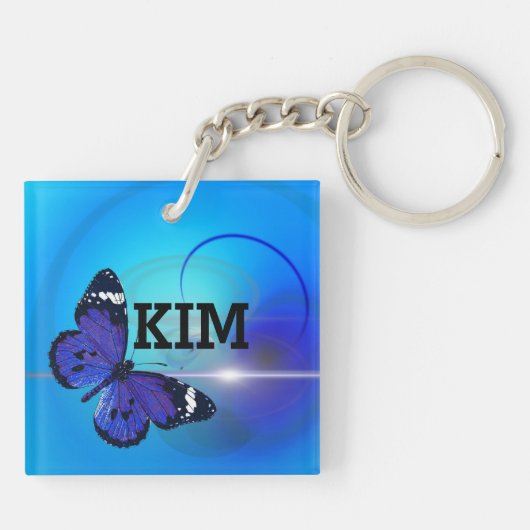 青い蝶 キーホルダー (裏面)