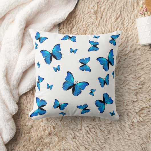 青い蝶 クッション (ブランケット)
