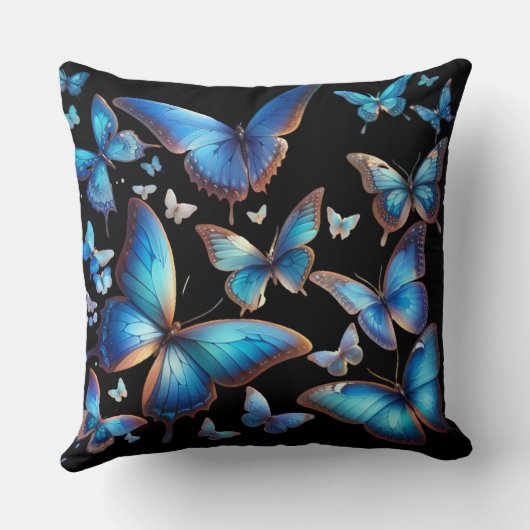 青い蝶 クッション (裏面)