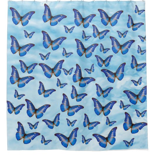 青い蝶 シャワーカーテン (正面)