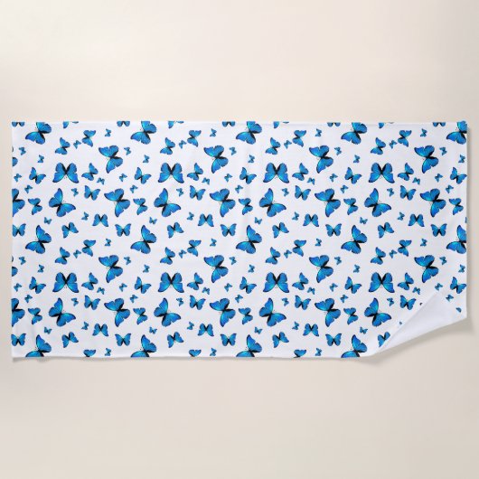 青い蝶 ビーチタオル (正面)
