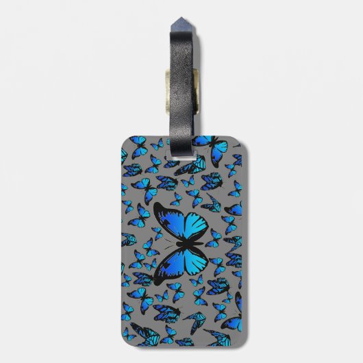 青い蝶 ラゲッジタグ (裏面縦)