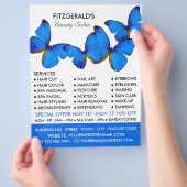 青い蝶、美容師、美容院の広告 チラシ (手)