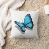 青い蝶、色の鉛筆のスケッチ、現実主義の芸術 クッション (ブランケット)