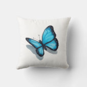 青い蝶、色の鉛筆のスケッチ、現実主義の芸術 クッション (裏面)