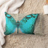 青い蝶、辞書ページ、装飾的 ランバークッション (ブランケット)