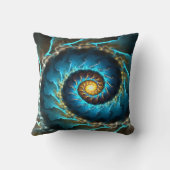 青い螺線形の抽象デザインのフラクタル クッション (裏面)