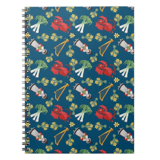 青い螺線形ノートのおもしろいのウェールズの紋章 ノートブック (正面)