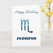青い蠍座の(占星術の)十二宮図の印のバースデー・カード カード (黄色い花)