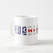 青い血を流すアメリカ国旗 コーヒーマグカップ (正面左)