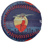 青い街に浮かぶ赤の神秘的な女性 ソフトボール (正面左)