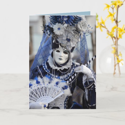 青い衣裳 カード (黄色い花)