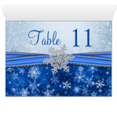 青い表の上の銀のスノーフレーク (内部横(下))