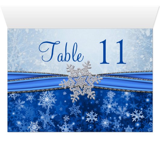 青い表の上の銀のスノーフレーク (内部横(下))