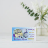 青い裁縫キットの名刺 名刺 (スタンド正面)