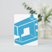 青い裁縫マシンアイコン ポストカード (スタンド正面)