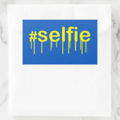 青い装飾のハッシュタグSelfie Drooling 長方形シール (バッグ)