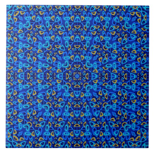 青い装飾のマルチカラー抽象画 タイル (正面)