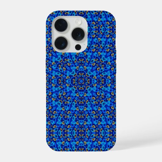 青い装飾のマルチカラー抽象画 iPhoneケース (裏面)