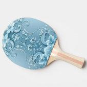 青い装飾の花柄ピンポンパドル 卓球ラケット (横)