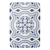 青い装飾はっきりした装飾モロッコ幾何学的 バスマット (正面縦)