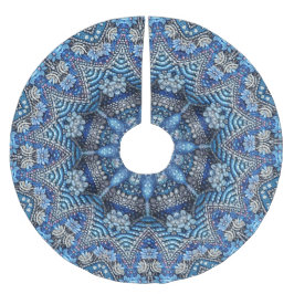 青い装飾クリスマスホリデーツリースカート ブラッシュドポリエステルツリースカート