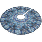 青い装飾クリスマスホリデーツリースカート ブラッシュドポリエステルツリースカート (アングル)