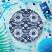 青い装飾タイル装飾モロッコ幾何学 ペーパープレート (パーティー)