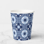 青い装飾タイル装飾モロッコ幾何学 紙コップ (裏面)