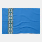 青い装飾デザイナーパターン キッチンタオル (横)