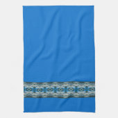 青い装飾デザイナーパターン キッチンタオル (縦)