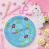 青い装飾デザイン ペーパープレート (パーティー)