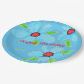 青い装飾デザイン ペーパープレート (アングル)