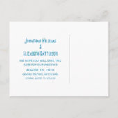 青い装飾ファンシー日付ポストカードの保存 案内ポストカード (裏面)