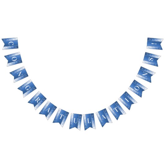 青い装飾フローラバンティング国旗 バンティングフラッグ (全)