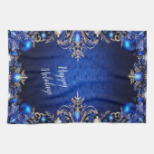 青い装飾ホリデーキッチンタオル キッチンタオル (横)