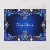 青い装飾ホリデークリスマスポストカード ポストカード (正面)