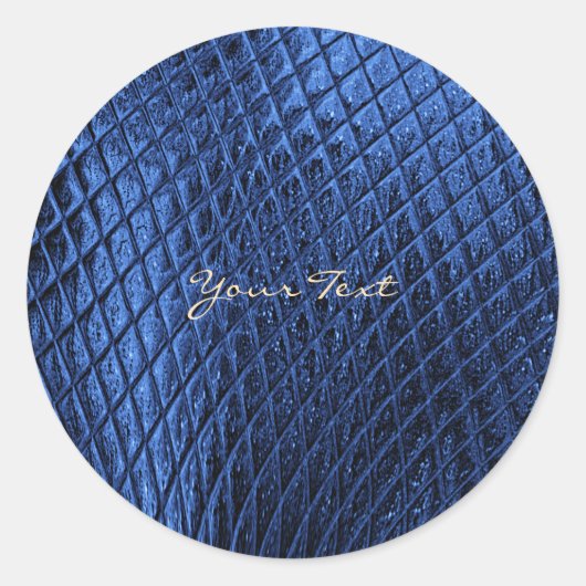青い装飾モダンクラシック丸ステッカー ラウンドシール (正面)