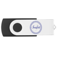 青い装飾円モノグラム旋回フラッシュドライブ