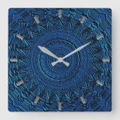 青い装飾壁時計 スクエア壁時計 (正面)