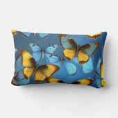 青い装飾用クッションと蝶 ランバークッション (裏面)