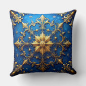 青い装飾的なクリスマススロー枕 クッション (裏面)