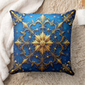 青い装飾的なクリスマススロー枕 クッション (ブランケット)