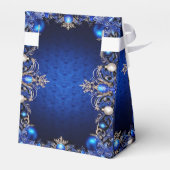青い装飾的なホリデーギフトボックス フェイバーボックス (裏面サイド)
