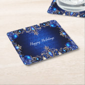 青い装飾的なホリデーペーパーコースター スクエアペーパーコースター (アングル)