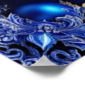 青い装飾的なホリデーポスター ポスター (角)