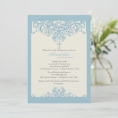 青い装飾的な宗教的な招待状 招待状 (スタンド正面)