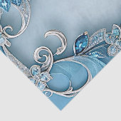 青い装飾的な花のティッシュペーパー 薄葉紙 (詳細)