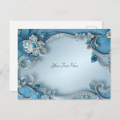 青い装飾的な花のポストカード ポストカード (正面/裏面)