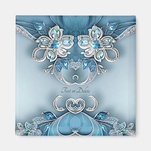 青い装飾的な花のマグネット マグネット (正面)